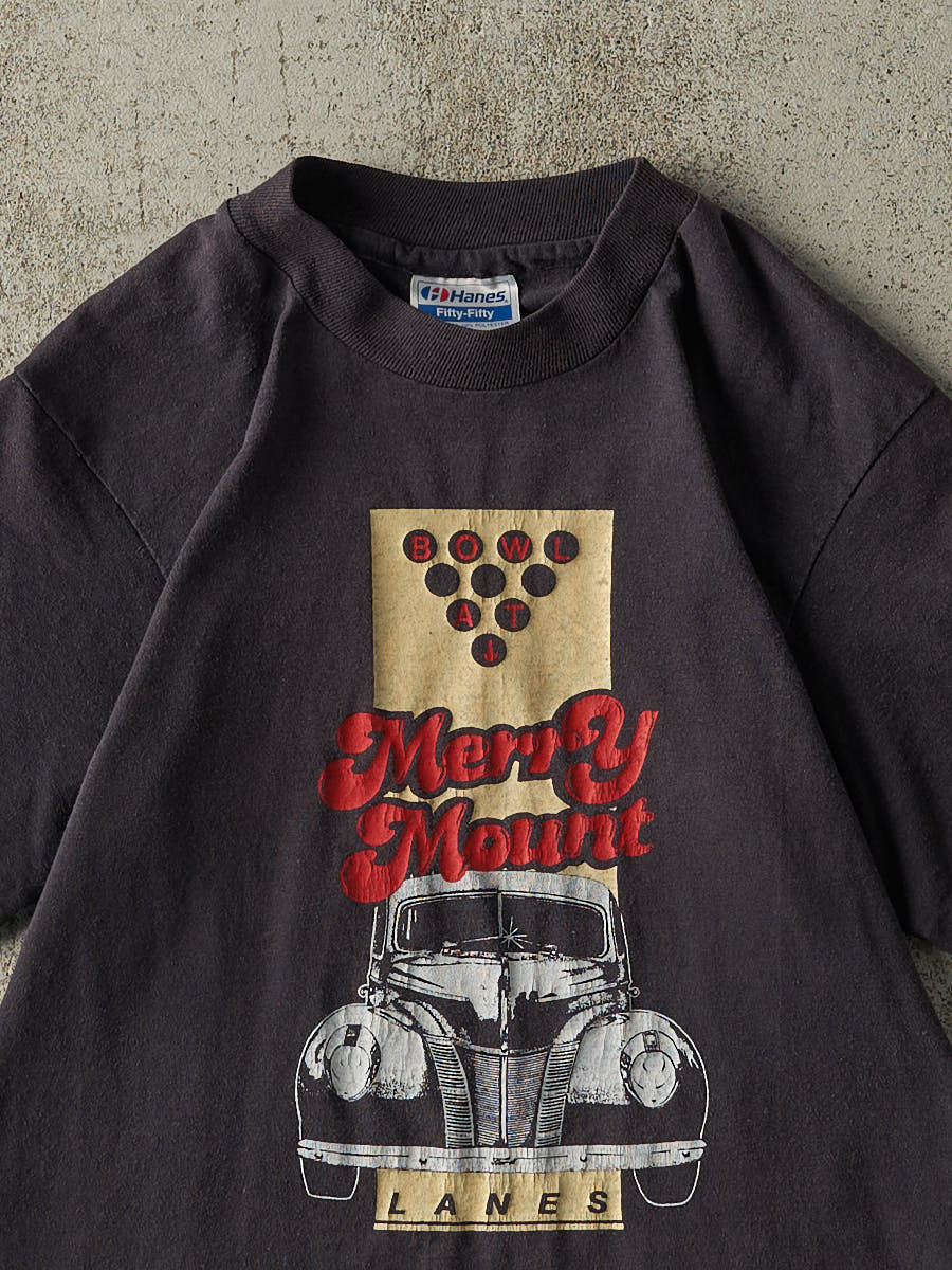 Vintage 80s Faded Black Bowl at Merry Mount Lanes Bowling Single Stitch Tee (XS/S)