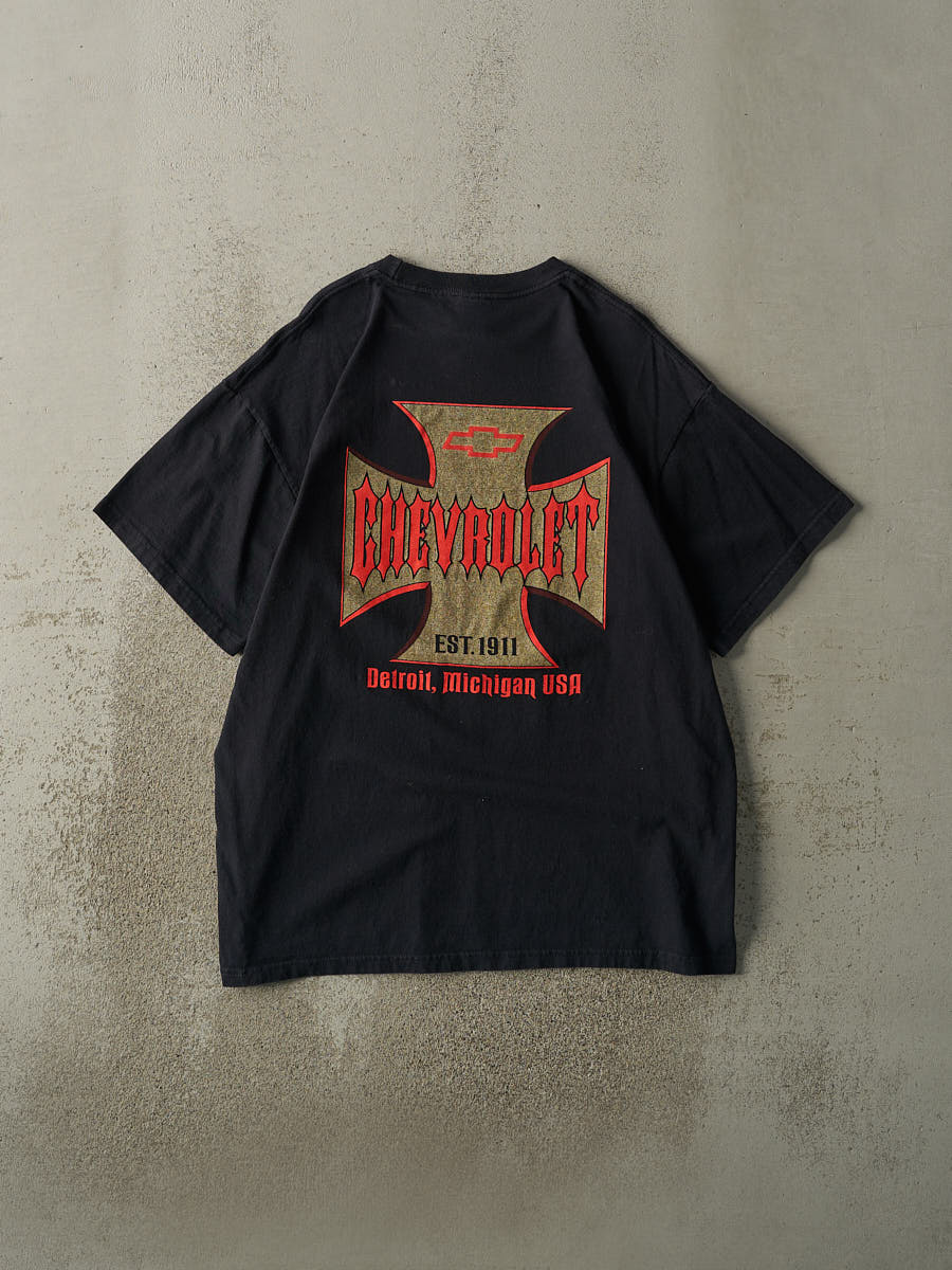 Vintage Y2K Black Chevrolet West Coast Choppers Flip Tee (XL)