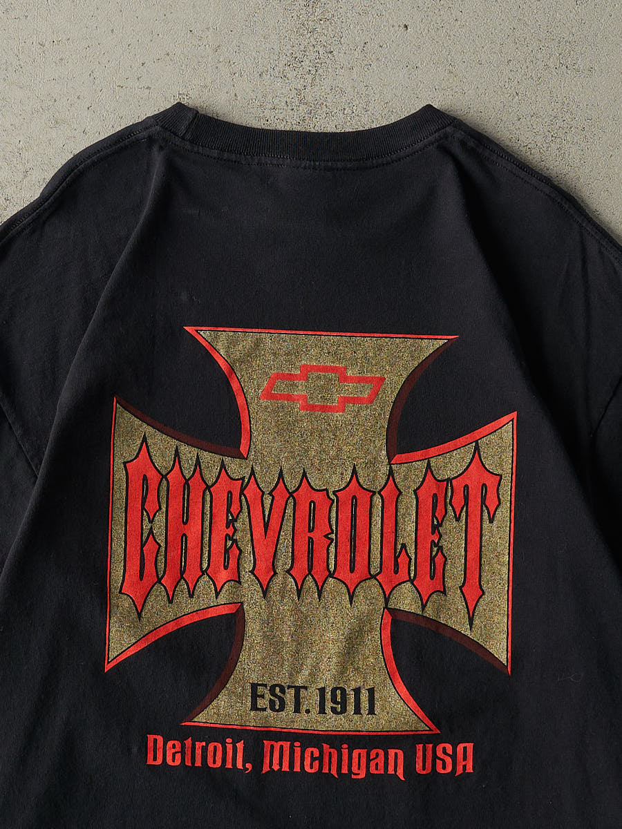 Vintage Y2K Black Chevrolet West Coast Choppers Flip Tee (XL)