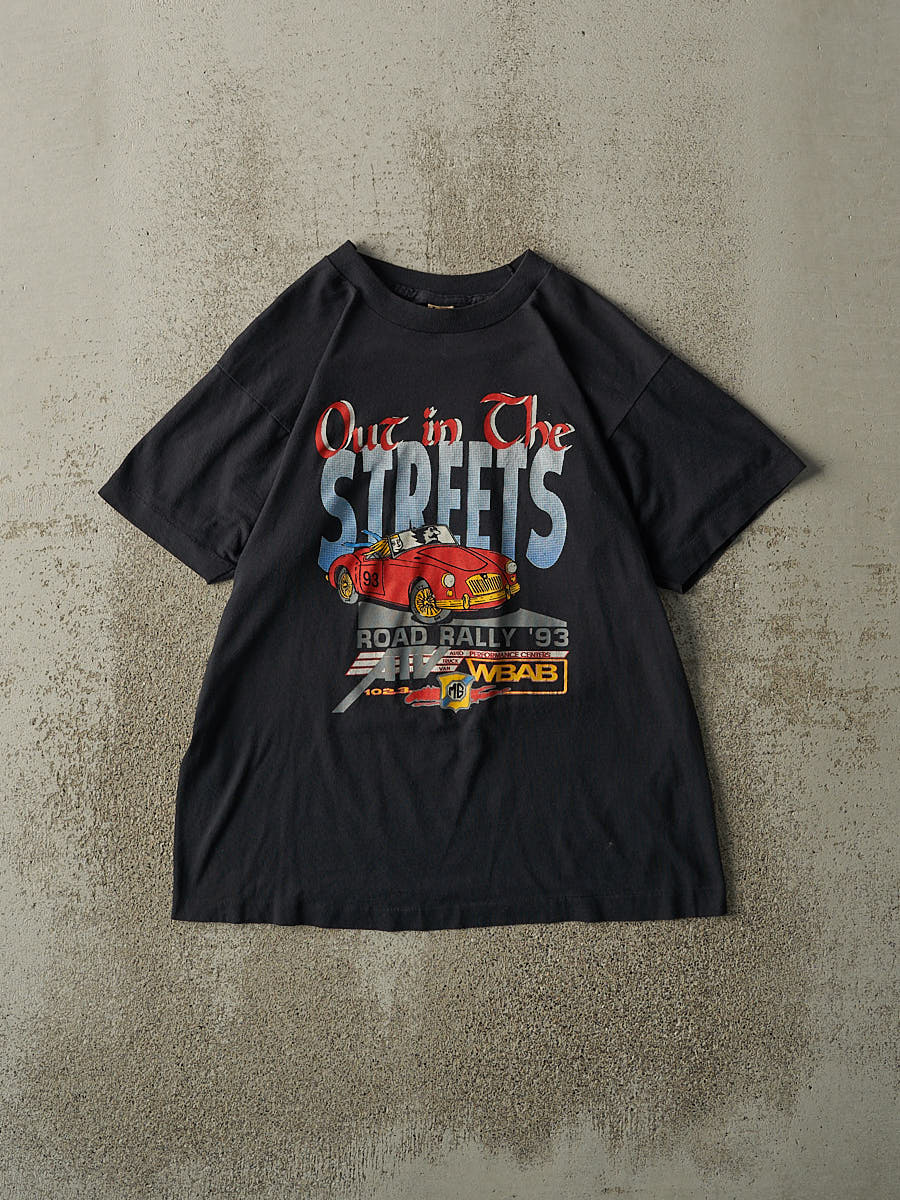 Vintage 93' Black "Out in the Streets" Road Rally Single Stitch Tee (S/M)