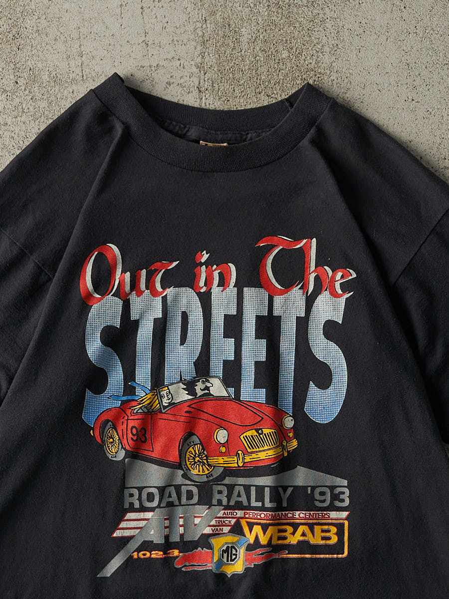 Vintage 93' Black "Out in the Streets" Road Rally Single Stitch Tee (S/M)