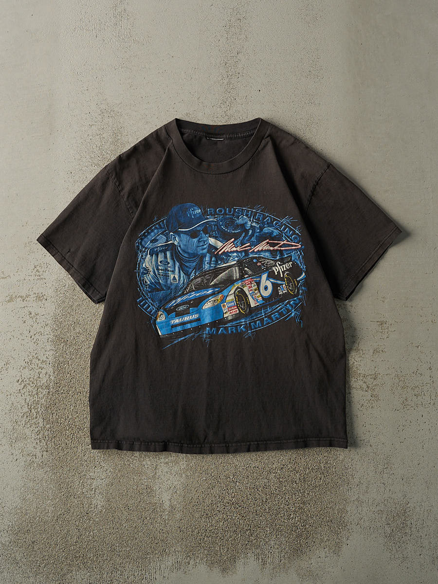 Vintage Y2K Faded Black Mark Martin Nascar Racing Tee (L/XL)