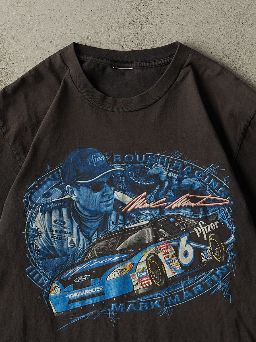 Vintage Y2K Faded Black Mark Martin Nascar Racing Tee (L/XL)