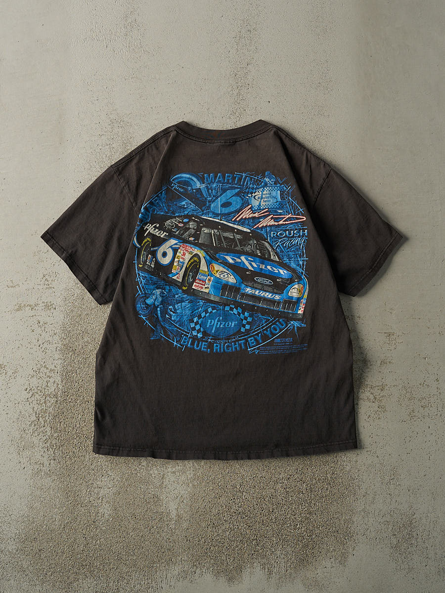 Vintage Y2K Faded Black Mark Martin Nascar Racing Tee (L/XL)
