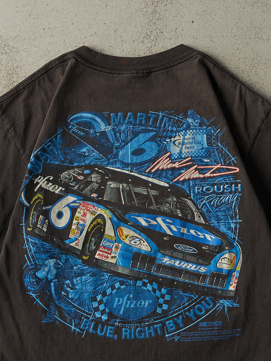 Vintage Y2K Faded Black Mark Martin Nascar Racing Tee (L/XL)
