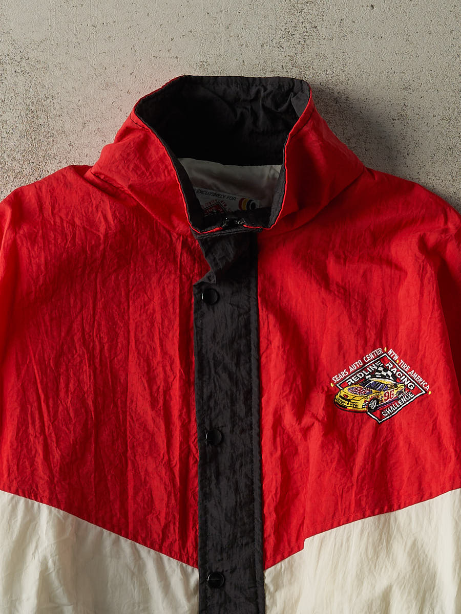 Vintage 90s Red, White & Black Redline Racing Challenge Windbreaker Jacket (XL)