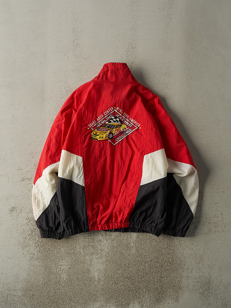 Vintage 90s Red, White & Black Redline Racing Challenge Windbreaker Jacket (XL)