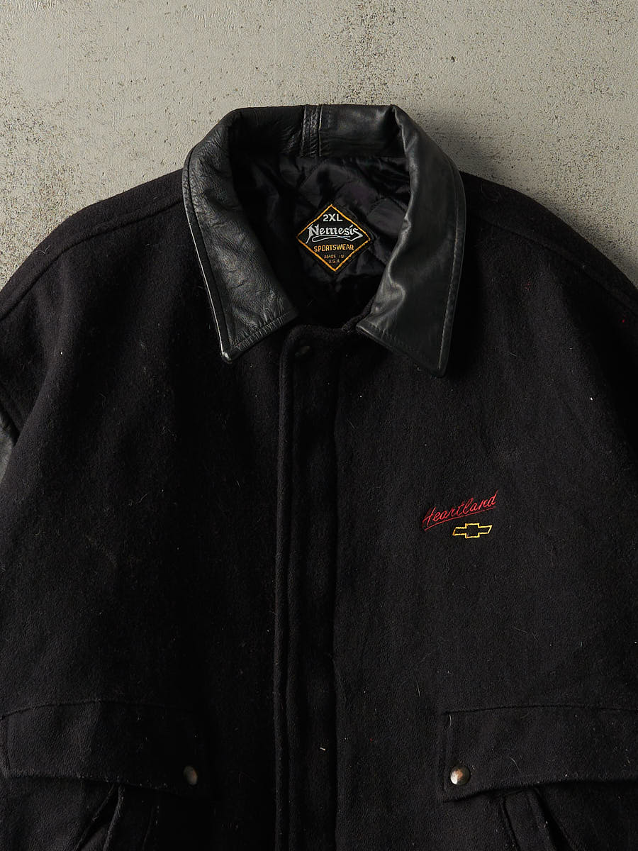 Vintage Y2K Black Chevrolet Embroidered Varsity Bomber Jacket (XXL)