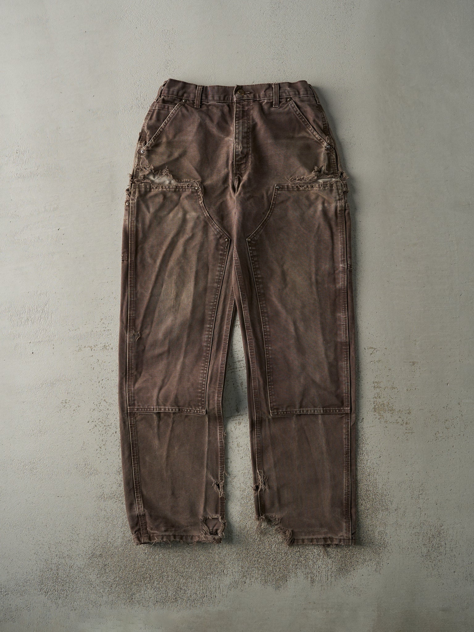 Vintage Y2K Brown Dungaree Fit Carhartt Double Knee Carpenter Pants (31.5x34)