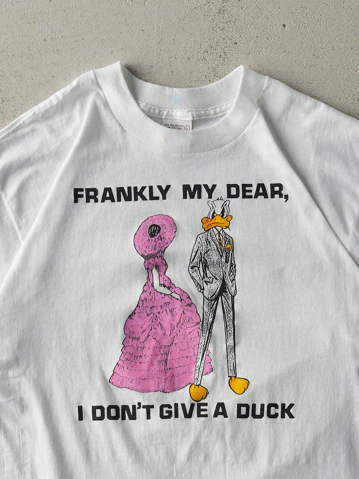 Vintage 90s White "I Don't Give A Duck" Single Stitch Tee (S/M)