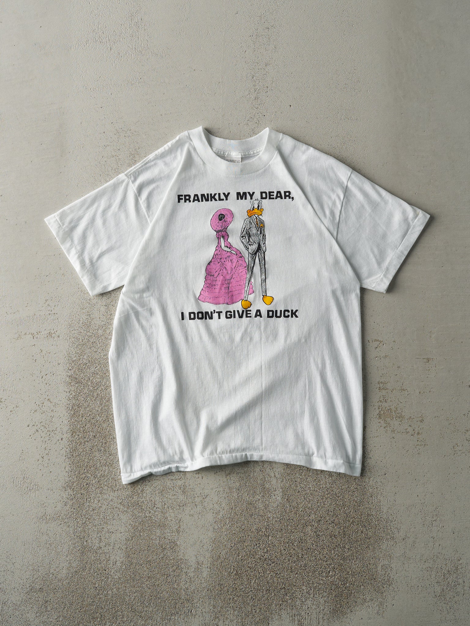 Vintage 90s White "I Don't Give A Duck" Single Stitch Tee (S/M)