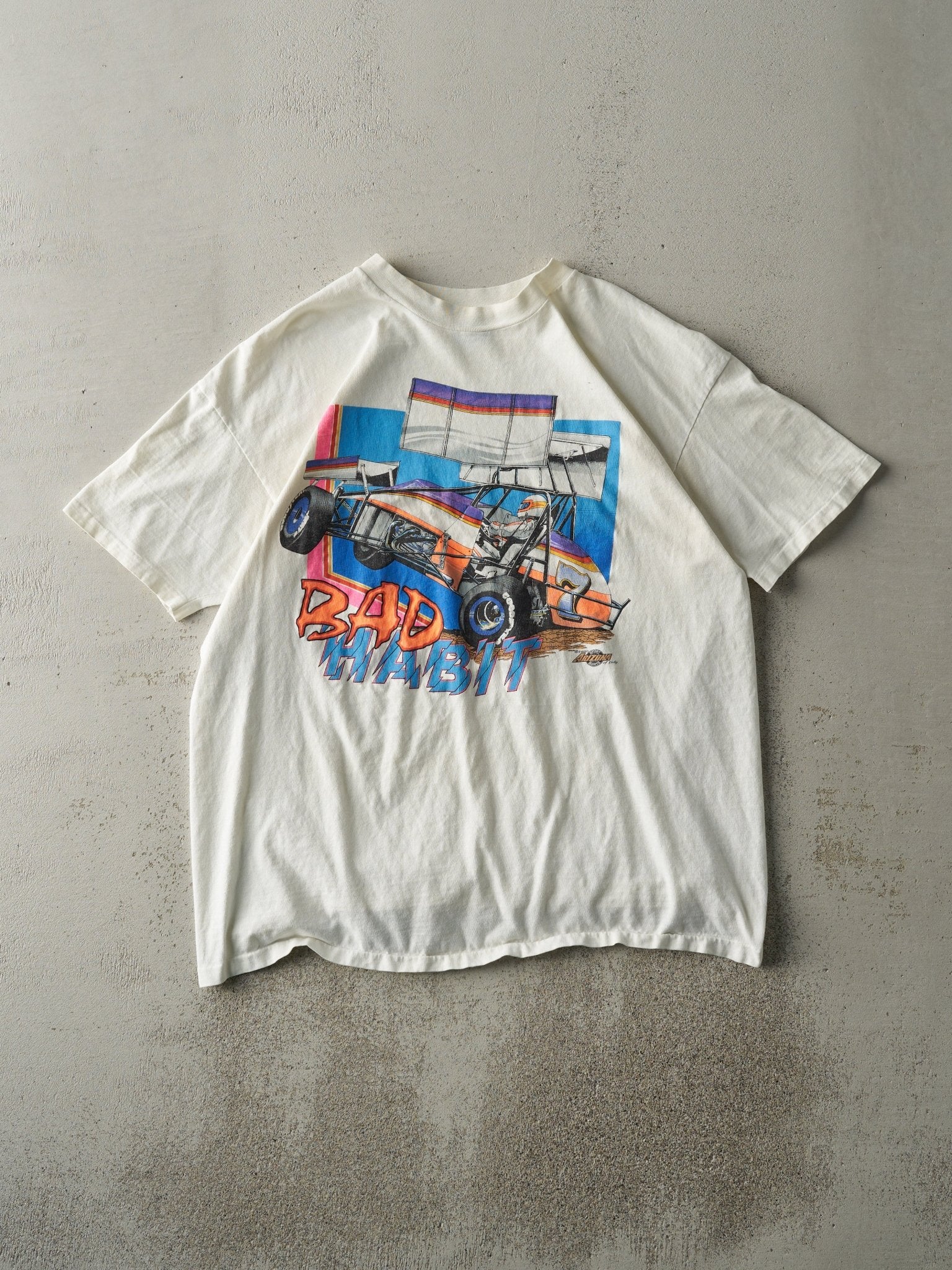 Vintage 90' White Bad Habit Racing Single Stitch Tee (M/L)