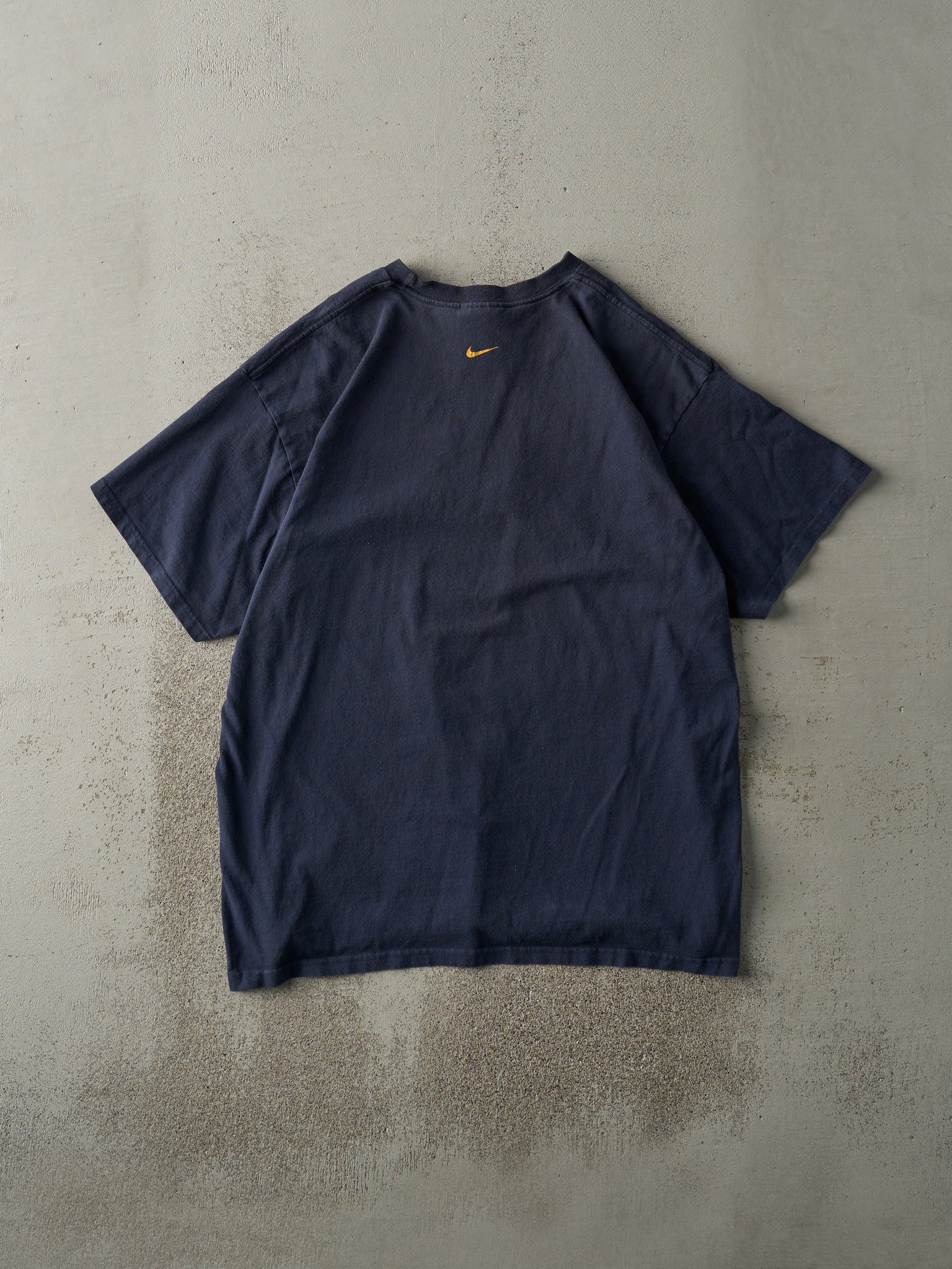 Vintage Y2K Navy Blue Felt Nike Logo Tee (M)