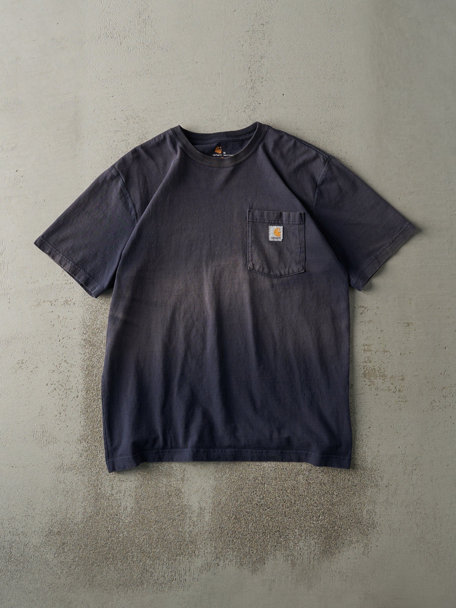 Vintage Y2K Sun Faded Navy Blue Carhartt Pocket Tee (M)