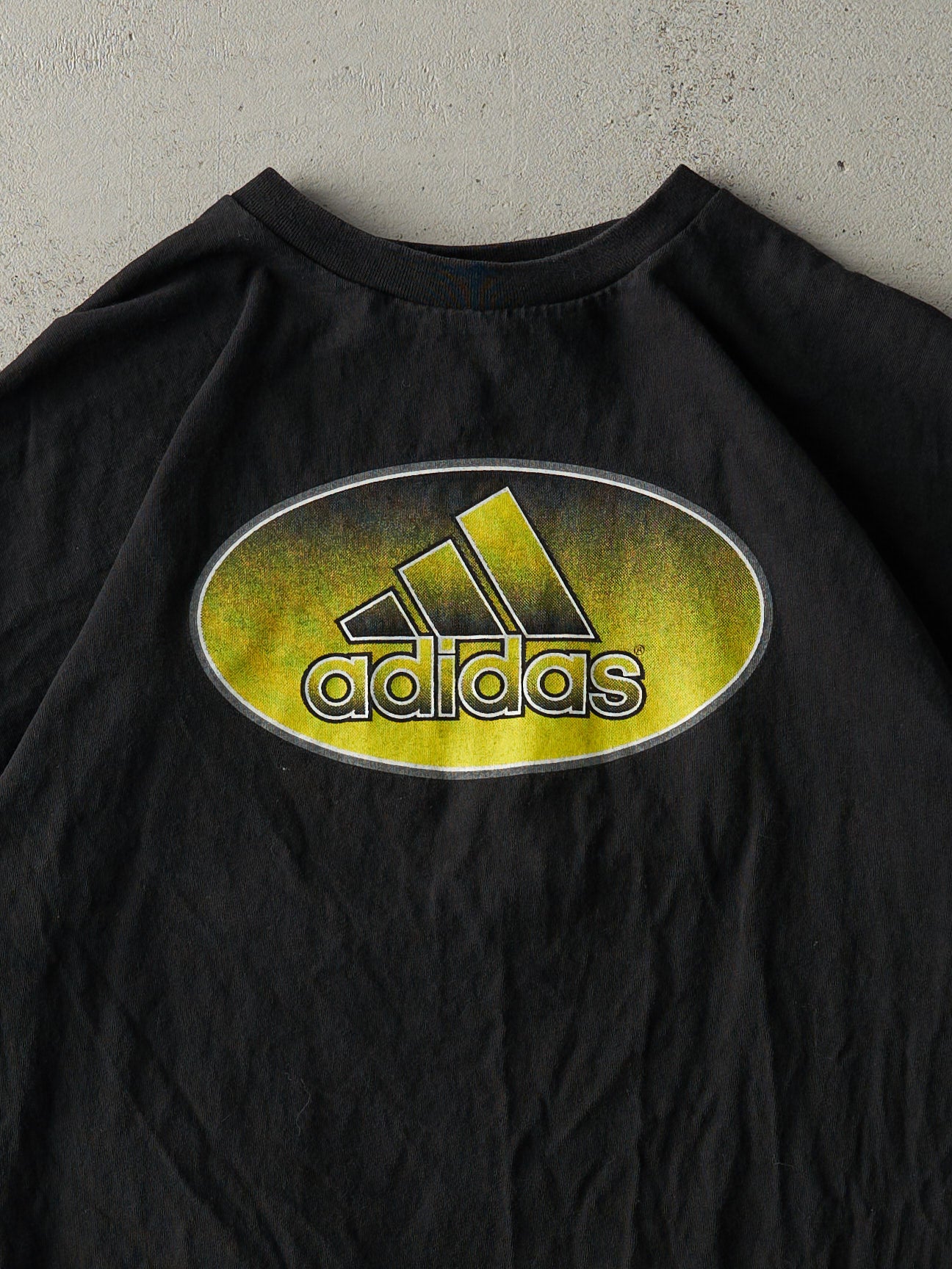 Vintage 90s Black Adidas Logo Tee (L)