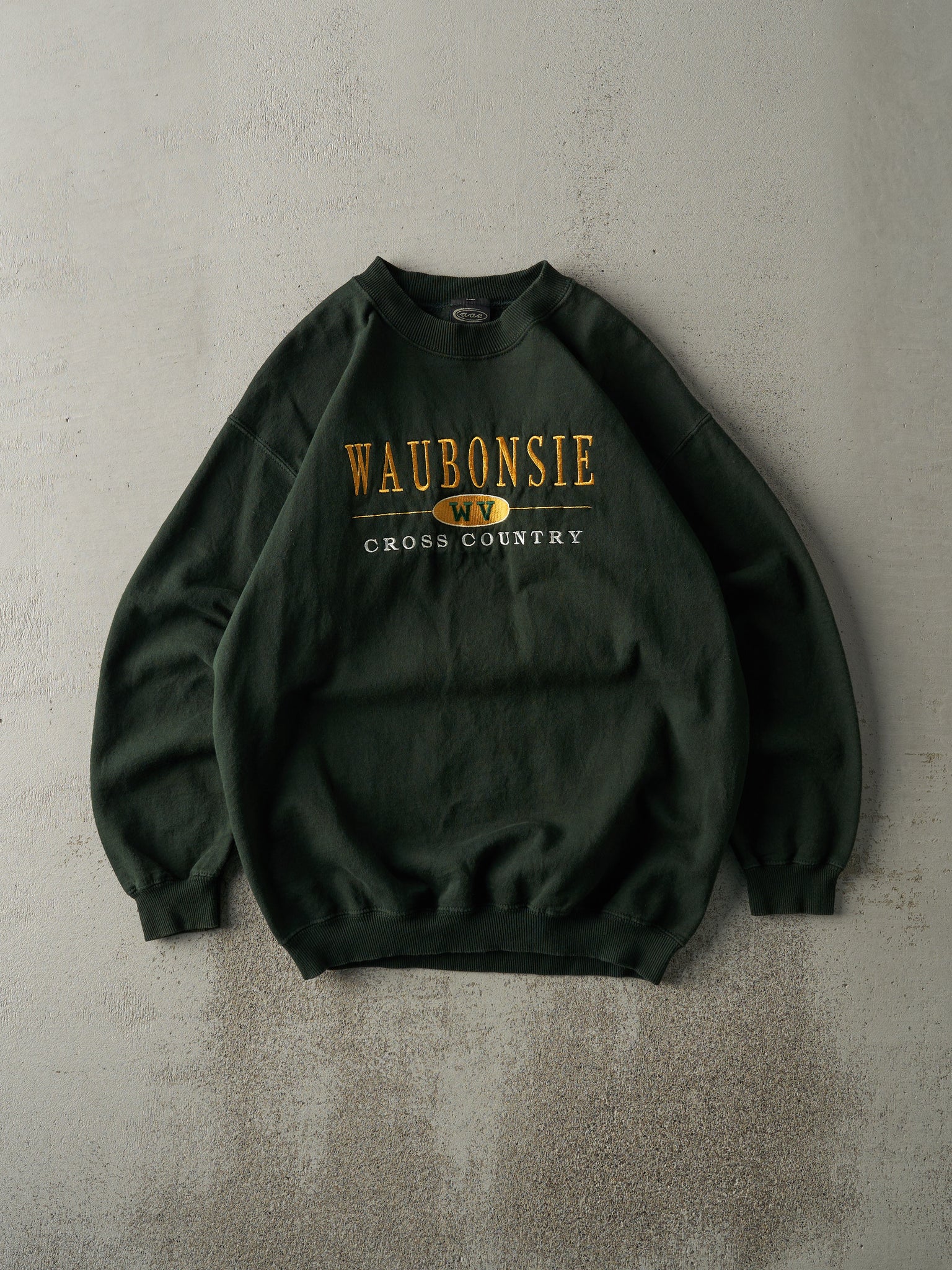 Vintage 90s Green Embroidered Waubonsie Cross Country Crewneck (M)