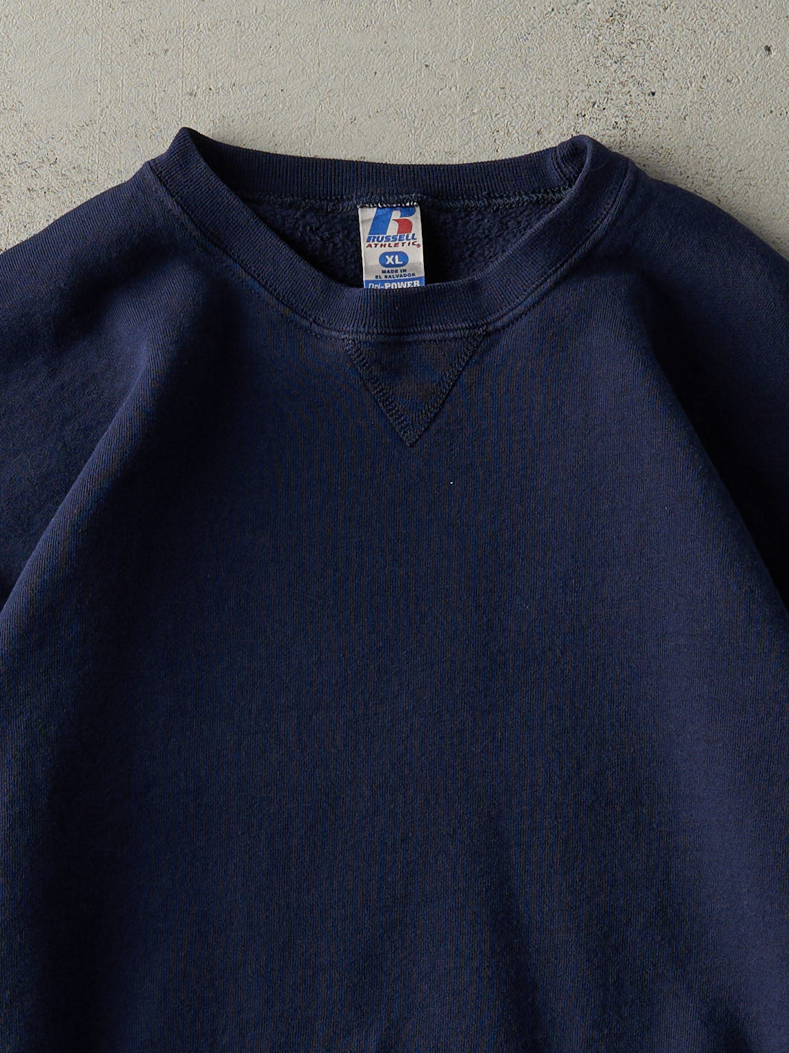 Vintage Y2K Navy Blue Russell Athletic Blank Boxy Crewneck (L)