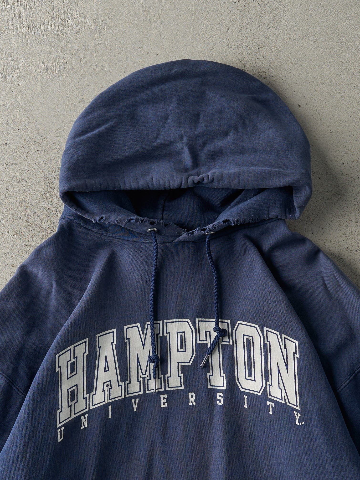 Vintage 90s Navy Blue Hampton University Boxy Hoodie (L)