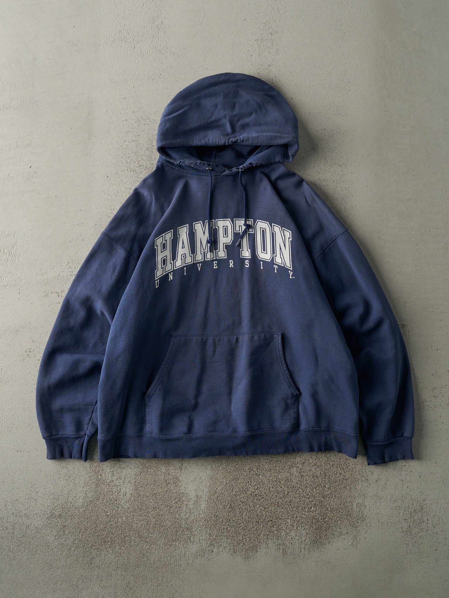 Vintage 90s Navy Blue Hampton University Boxy Hoodie (L)