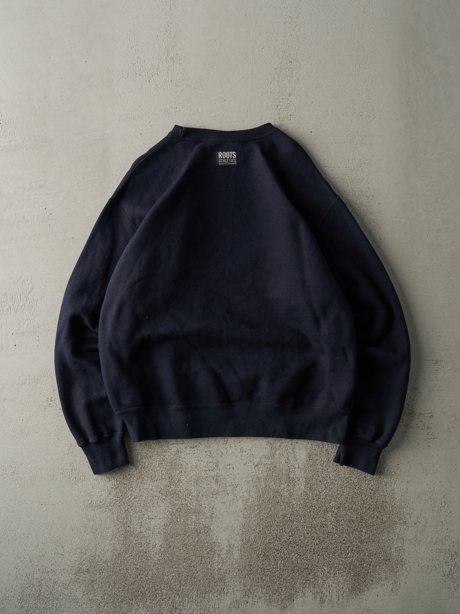 Vintage Y2K Navy Blue Embroidered Roots Athletics Crewneck (L/XL)