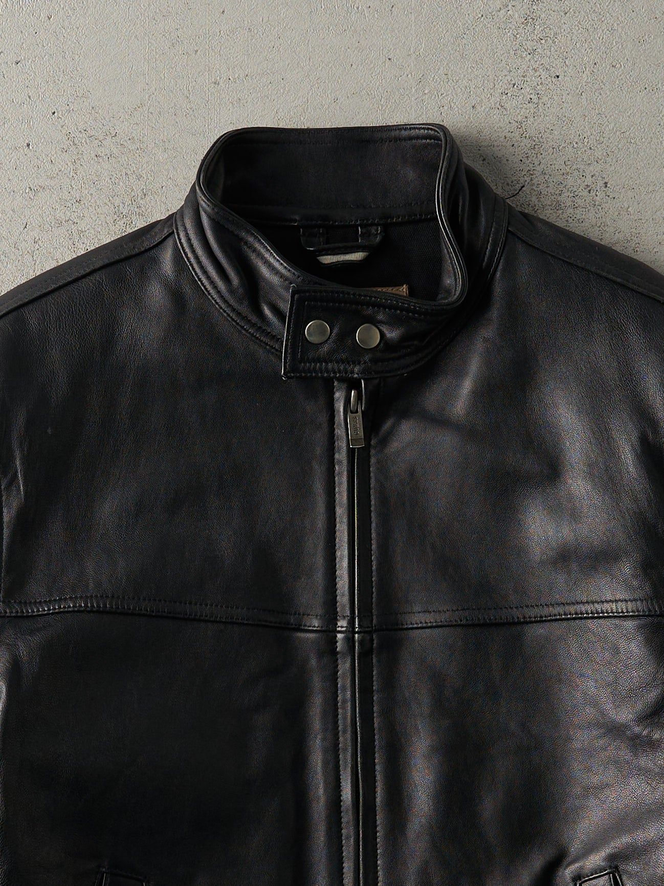 Vintage Y2K Black Guess Leather Jacket (M)