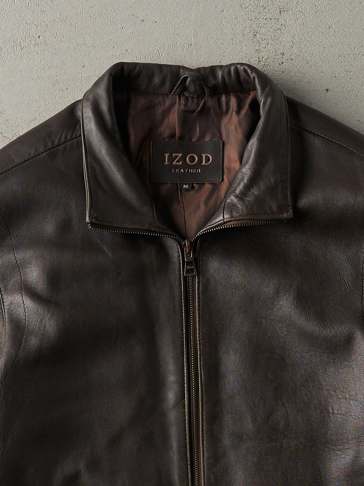 Vintage Y2K Brown Izod Leather Jacket (M)