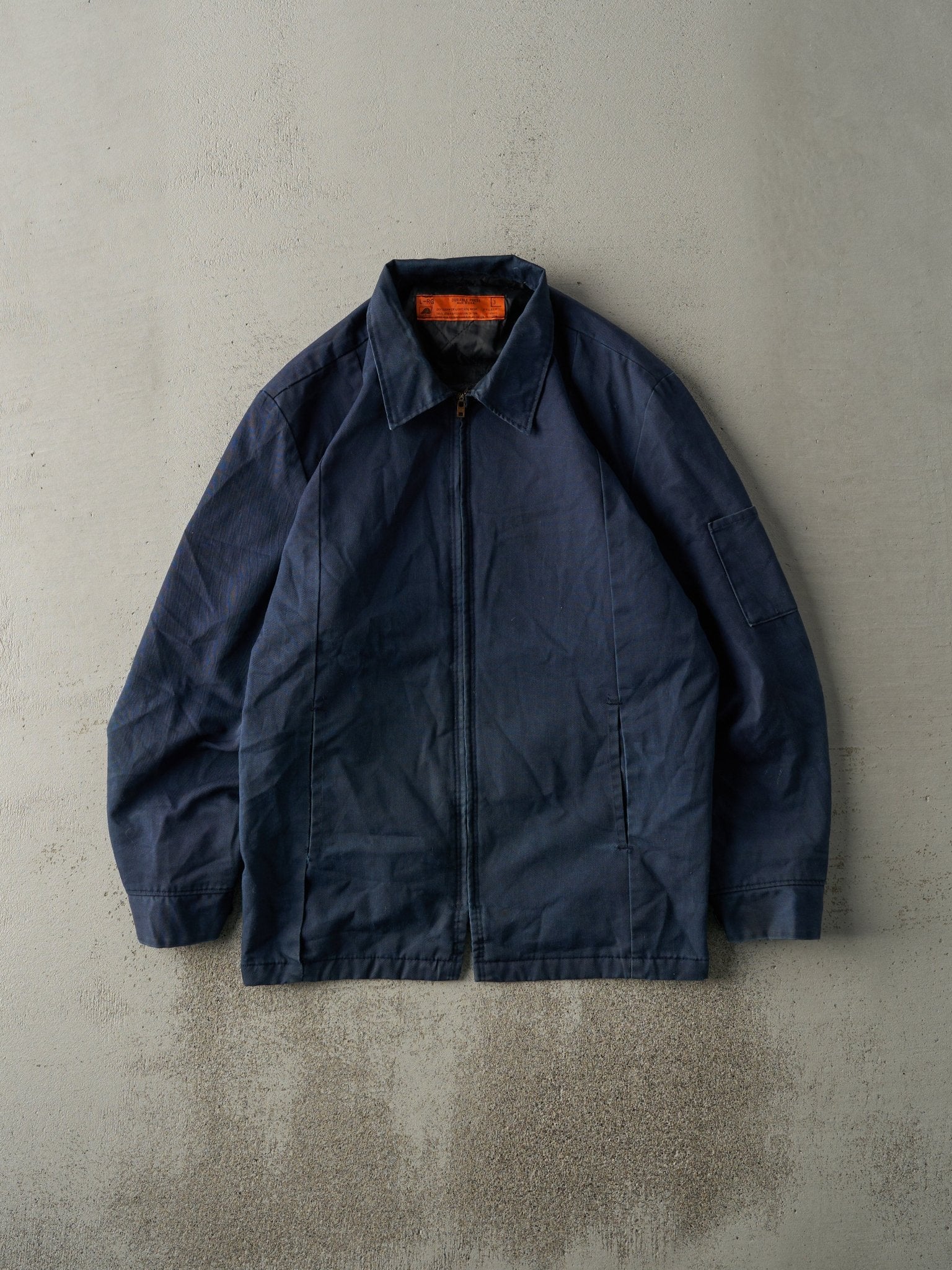 Vintage 80s Navy Blue Blank Work Jacket (M)