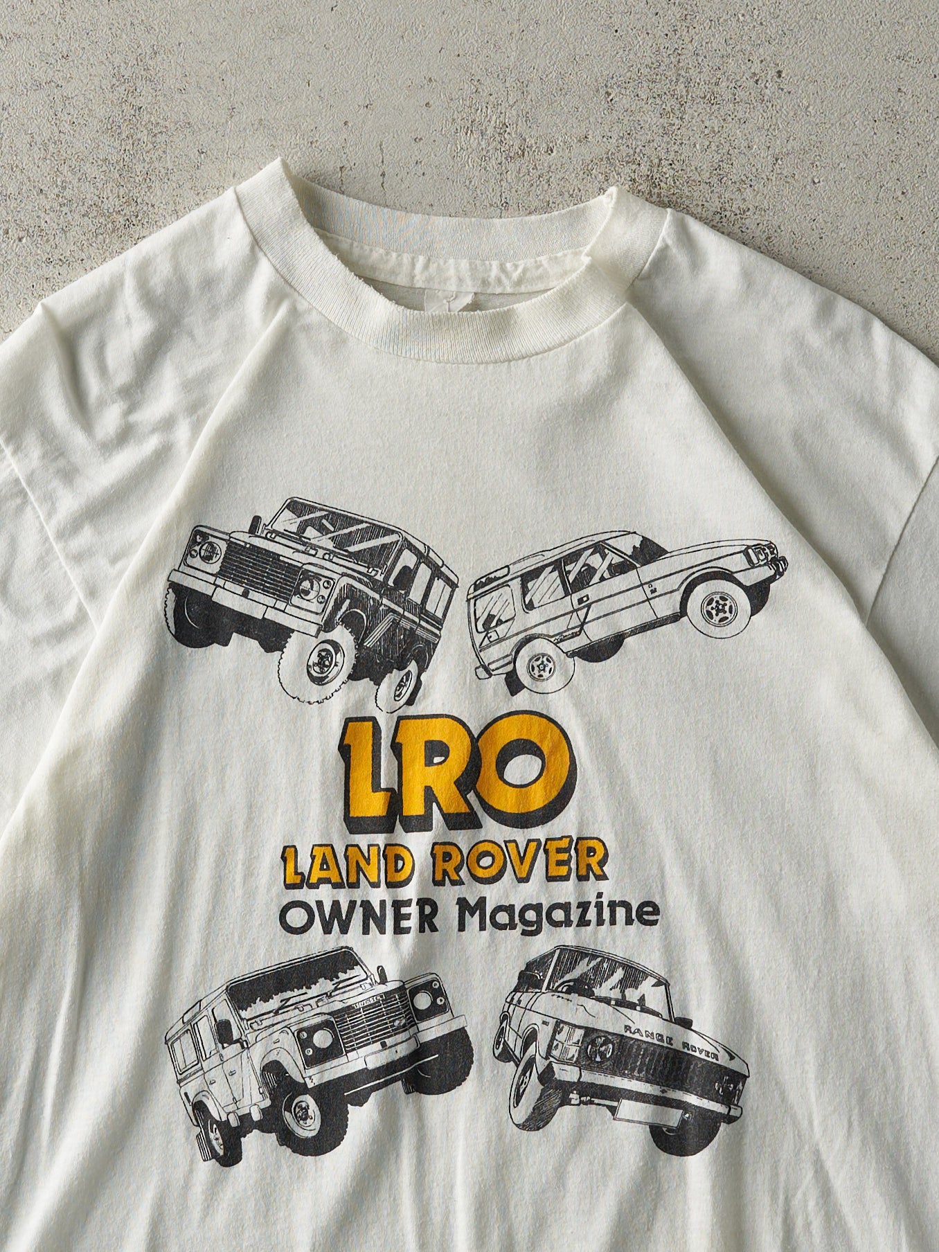 Vintage 80s White Land Rover Owner Magazine Single Stitch Tee (M)