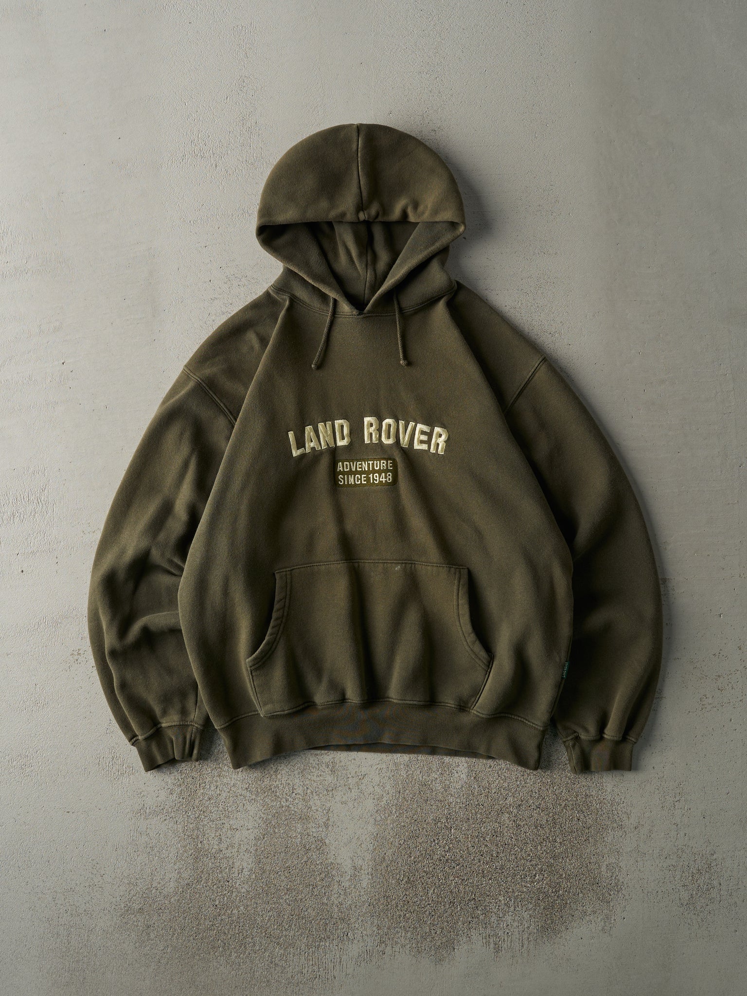 Vintage Y2K Green Embroidered Land Rover Hoodie (L)