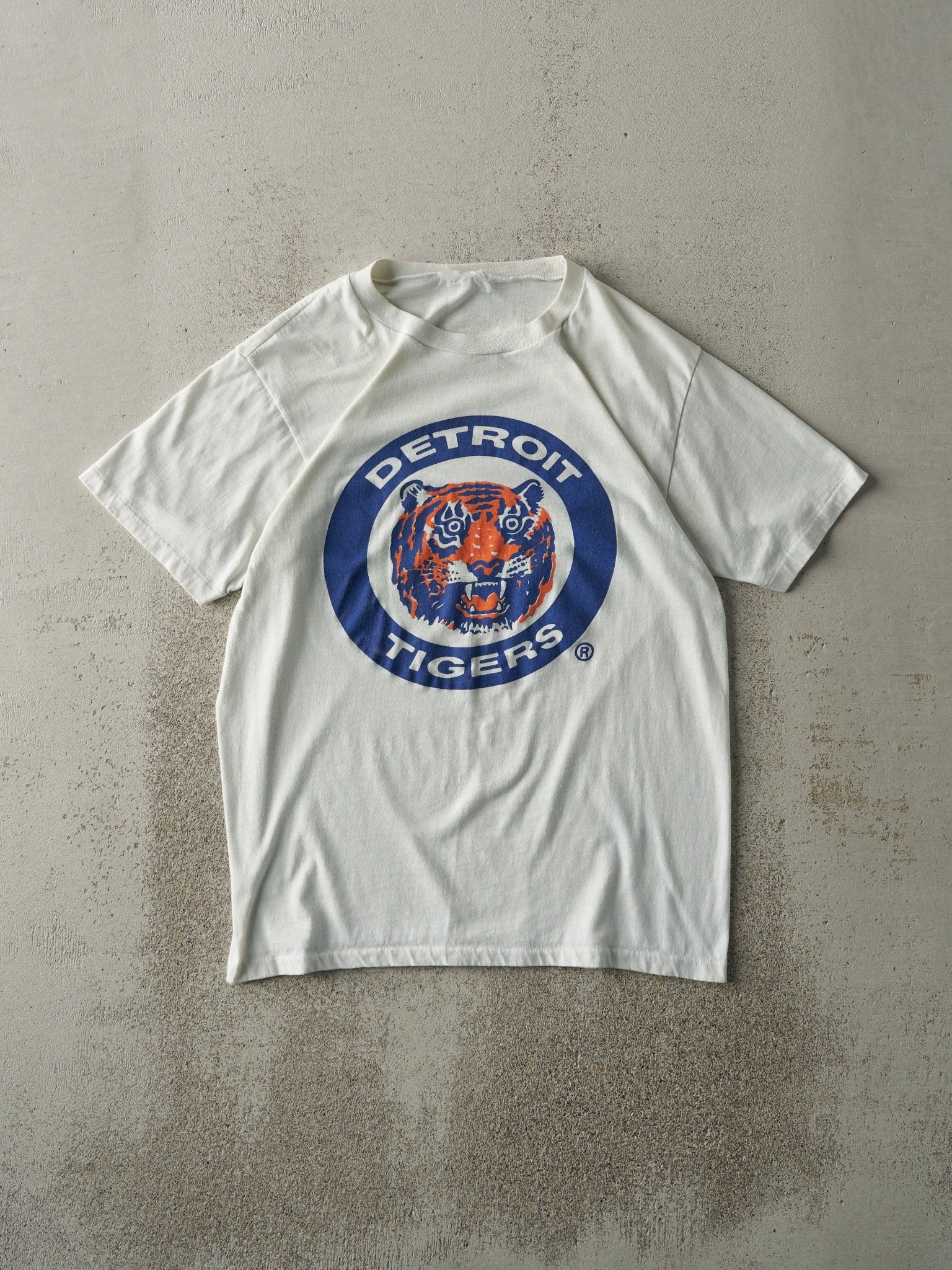 Vintage 80s White Detroit Tigers Single Stitch Tee (S)