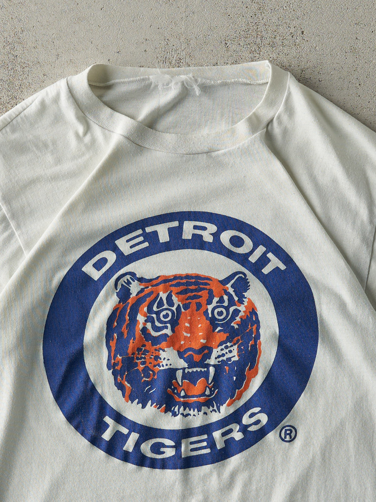 Vintage 80s White Detroit Tigers Single Stitch Tee (S)
