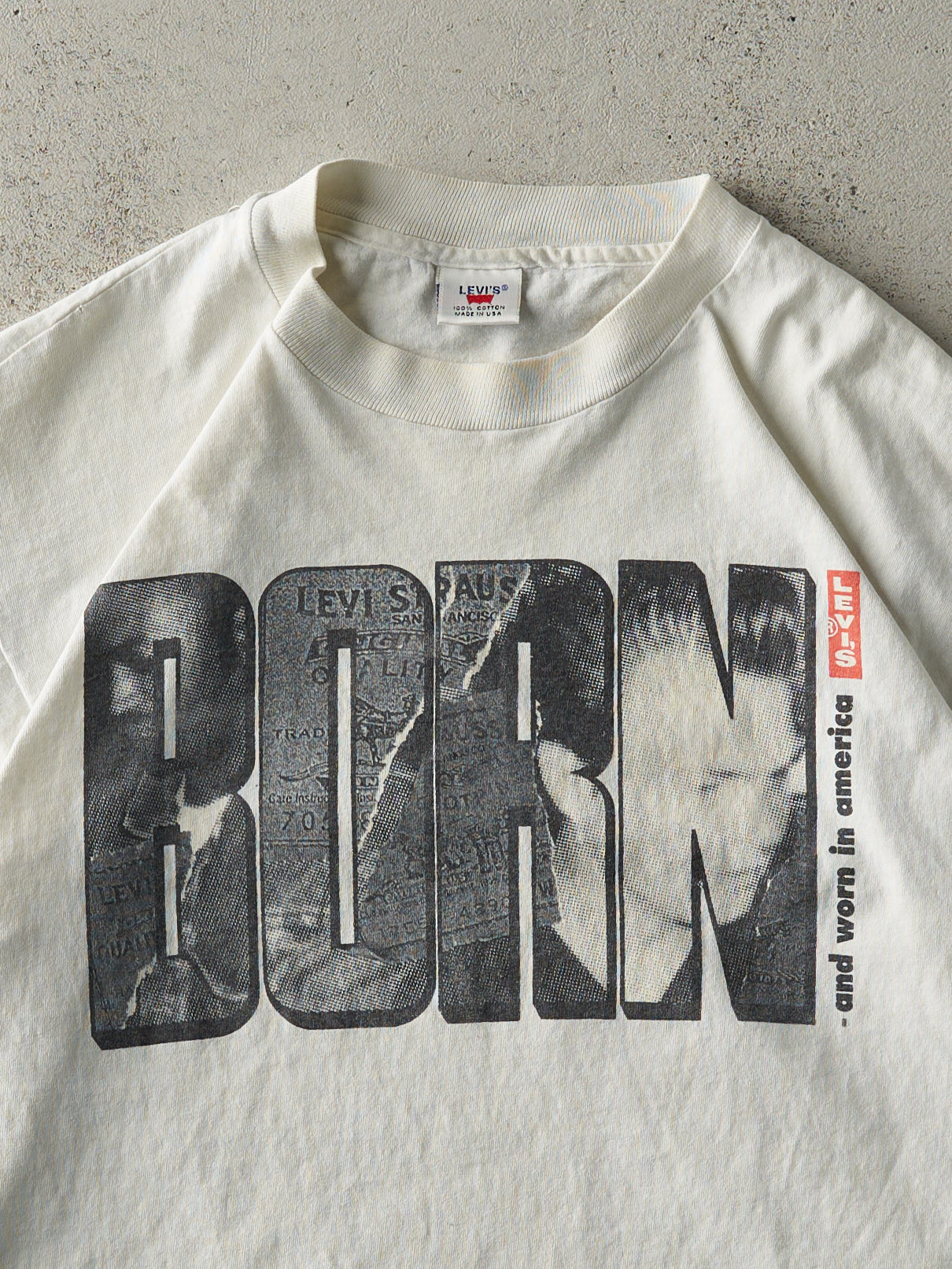 Vintage 90s White Levi's Single Stitch Born Tee (S/M)