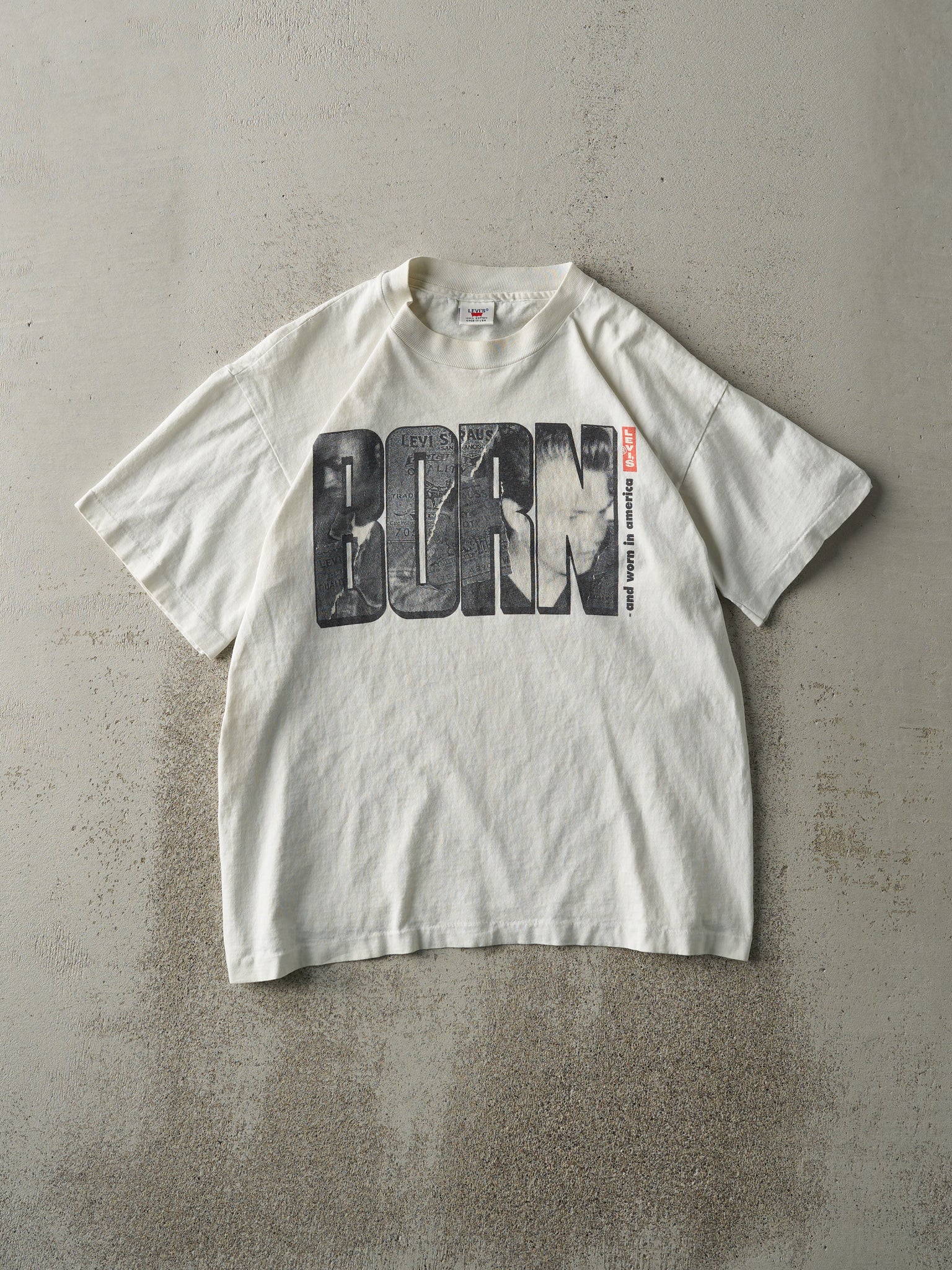 Vintage 90s White Levi's Single Stitch Born Tee (S/M)