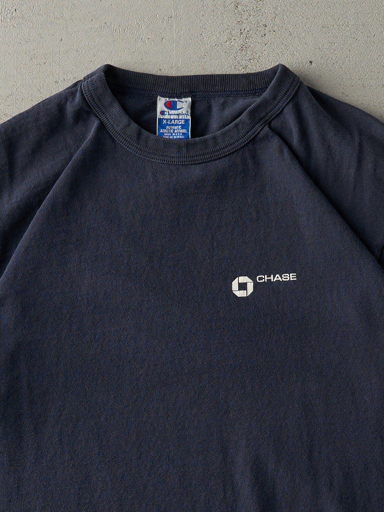 Vintage 90s Navy Blue Chase Bank Champion Tee (L)