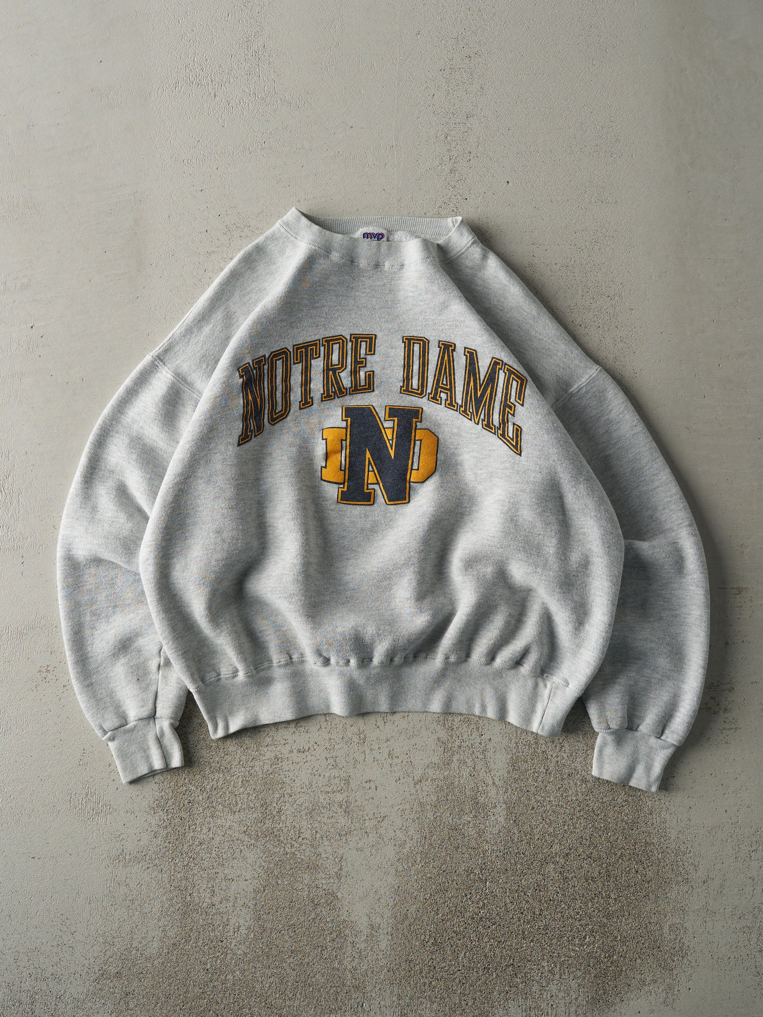 Vintage 90s Heather Grey Notre Dame University Boxy Crewneck (L)