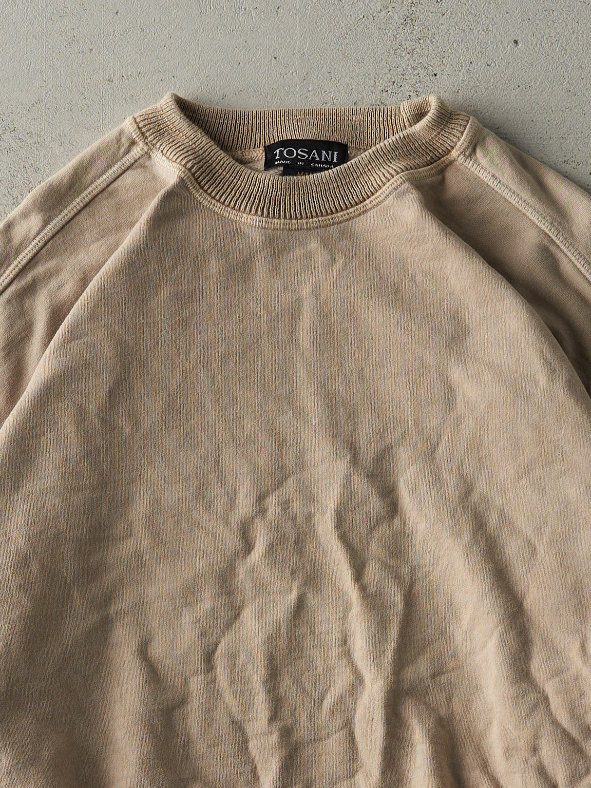 Vintage 90s Beige Blank Boxy Crewneck (L)