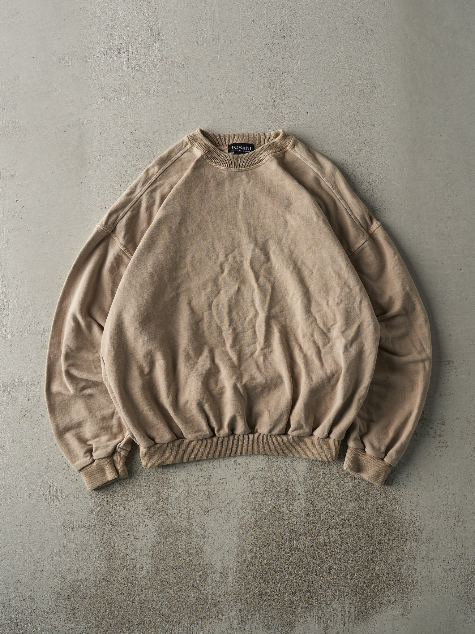 Vintage 90s Beige Blank Boxy Crewneck (L)