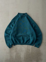 Vintage 90s Teal Blank Mock Neck Blank Sweater (M)