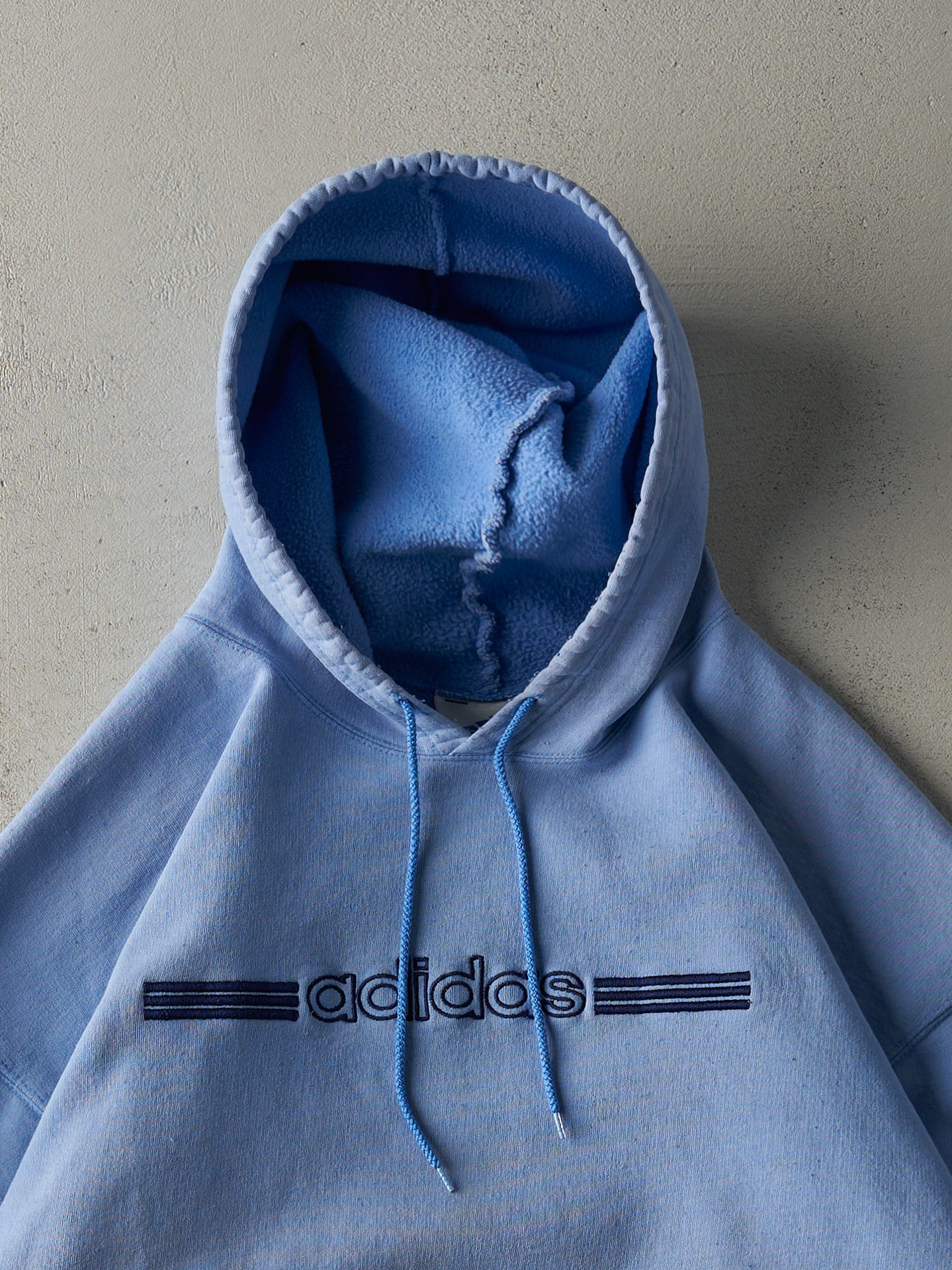 Vintage 90s Baby Blue Embroidered Adidas Logo Hoodie (XL)