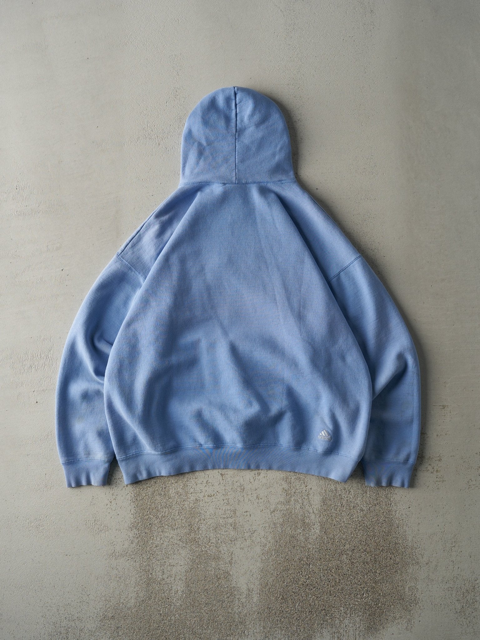 Vintage 90s Baby Blue Embroidered Adidas Logo Hoodie (XL)