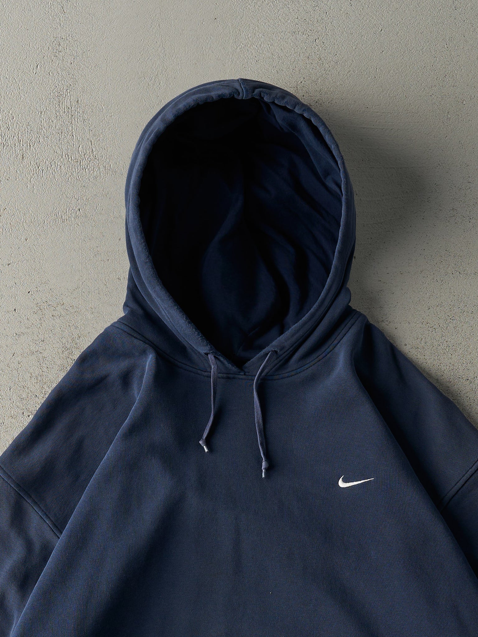 Vintage Y2K Navy Blue Embroidered Nike Swoosh Hoodie (XL/XXL)