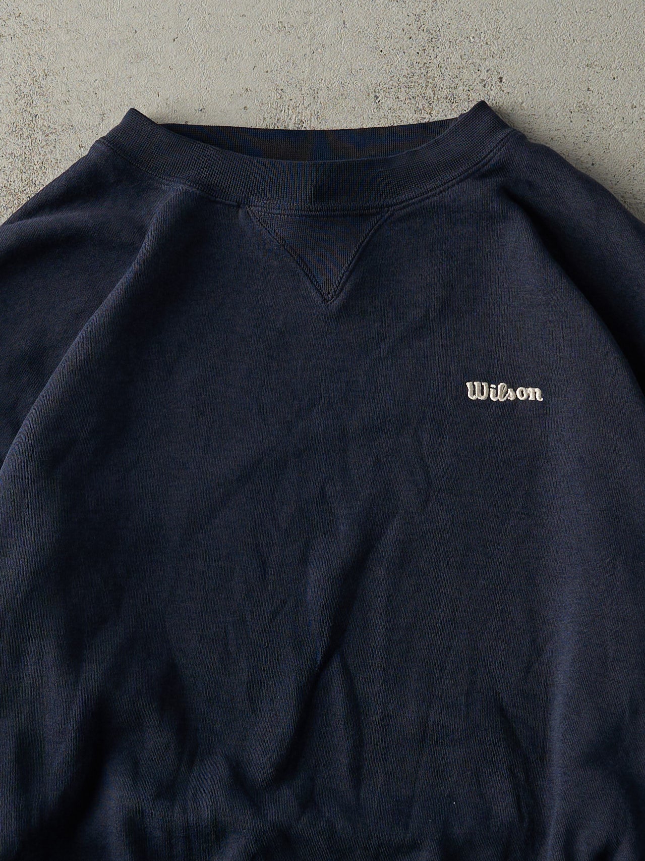 Vintage Y2K Navy Blue Embroidered Wilson Boxy Crewneck (L)