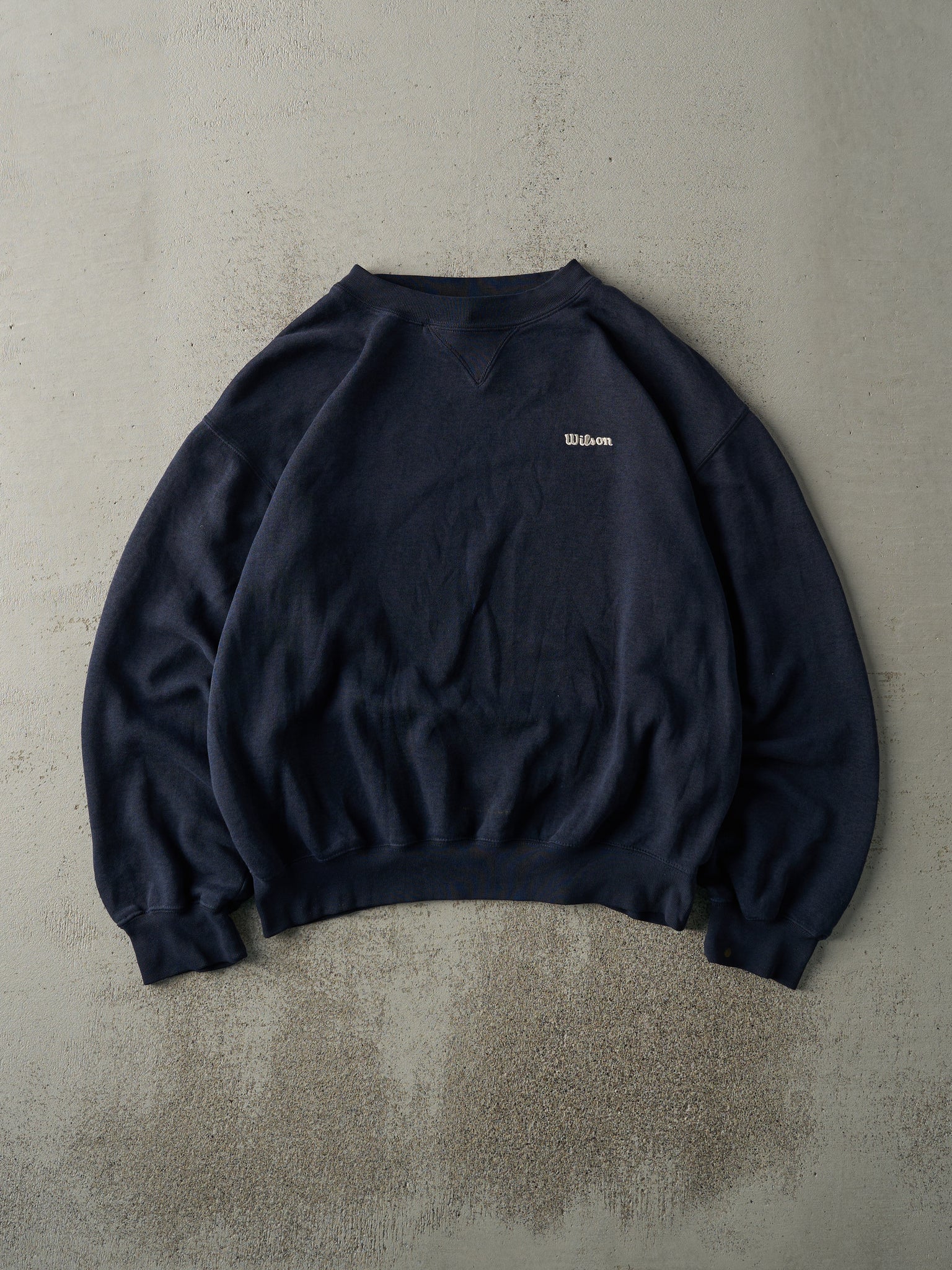 Vintage Y2K Navy Blue Embroidered Wilson Boxy Crewneck (L)