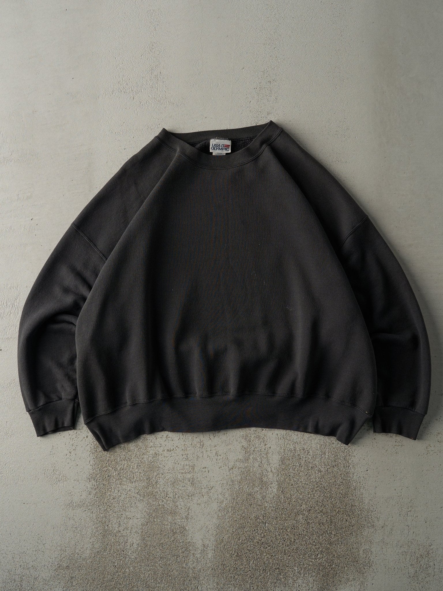 Vintage 90s Faded Black Blank Crewneck (XXXL)