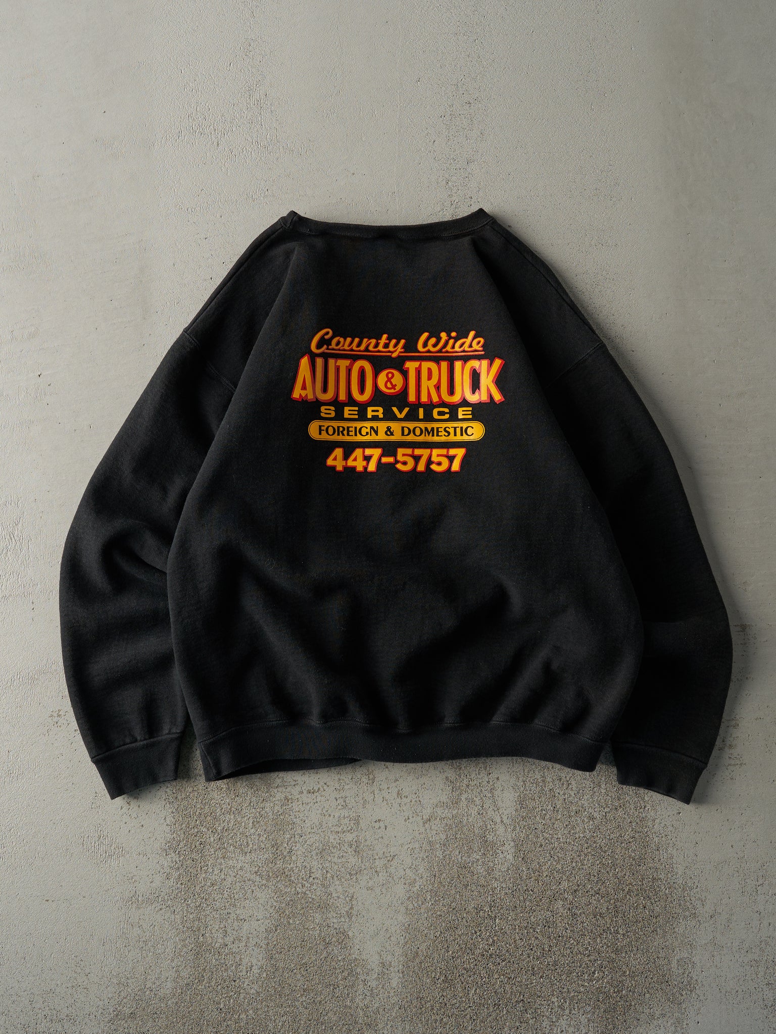 Vintage 90s Black County Wide Auto & Truck Crewneck (L)