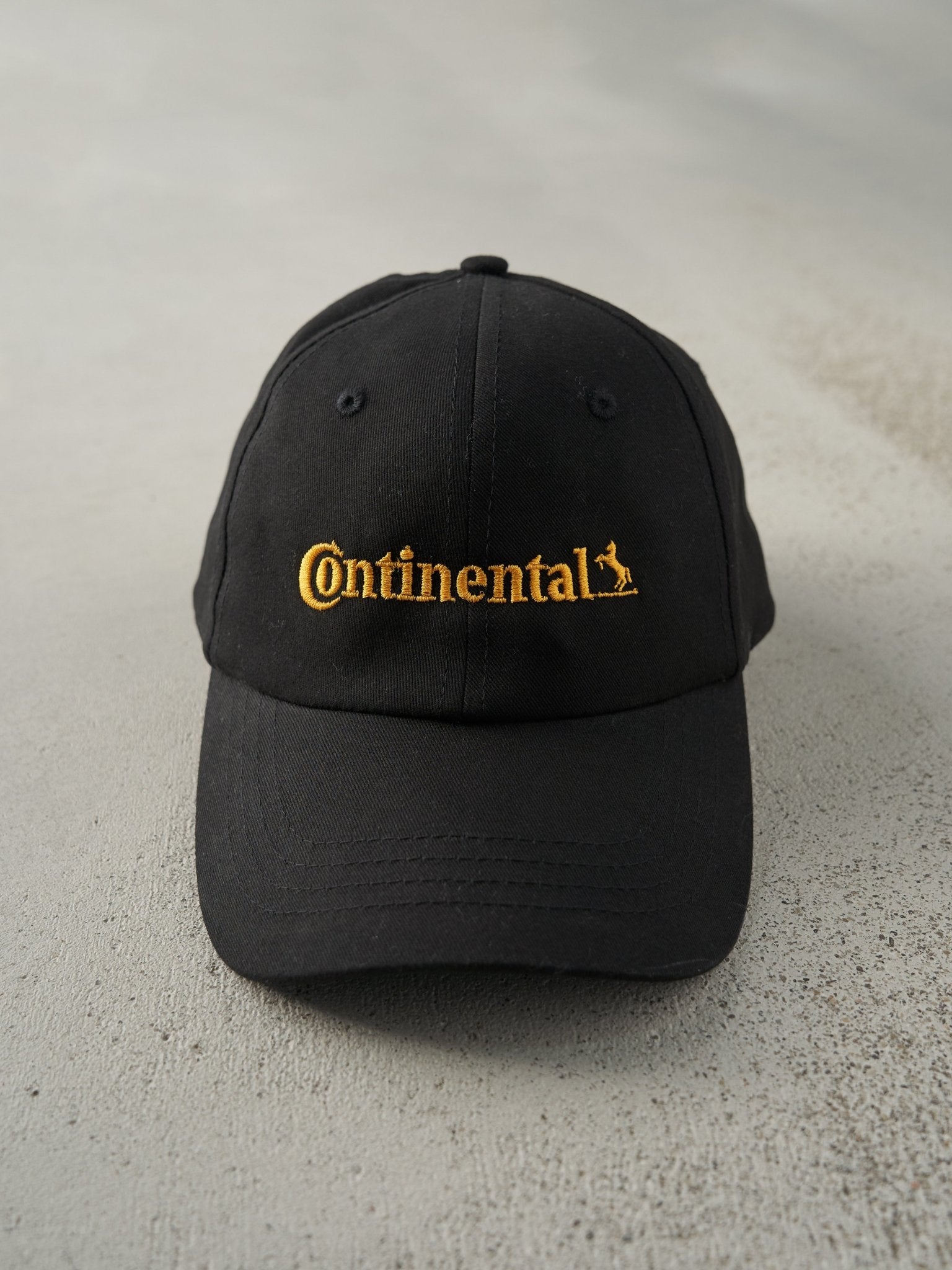 Vintage Y2K Black Continental Embroidered Velcro Hat