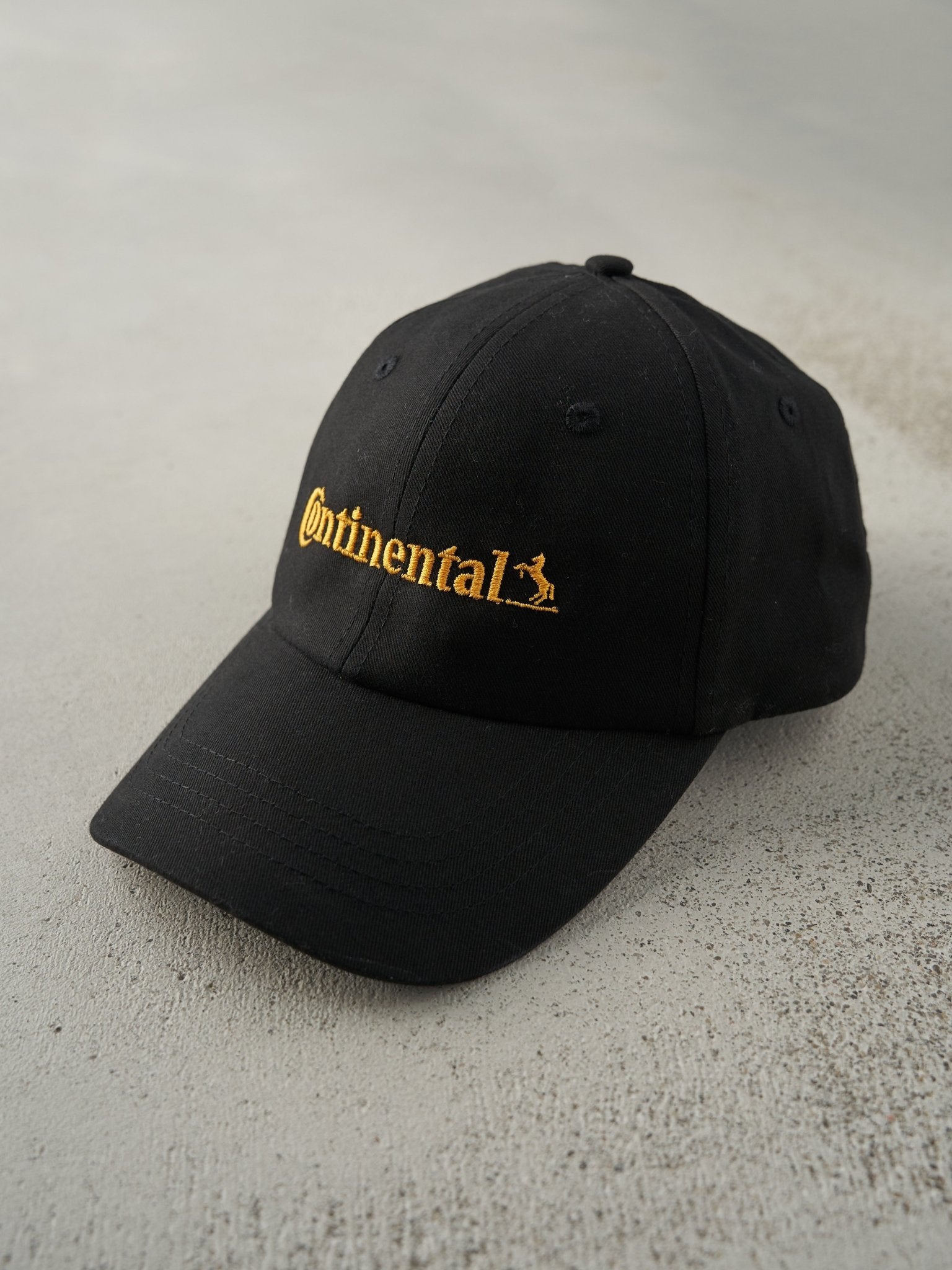 Vintage Y2K Black Continental Embroidered Velcro Hat
