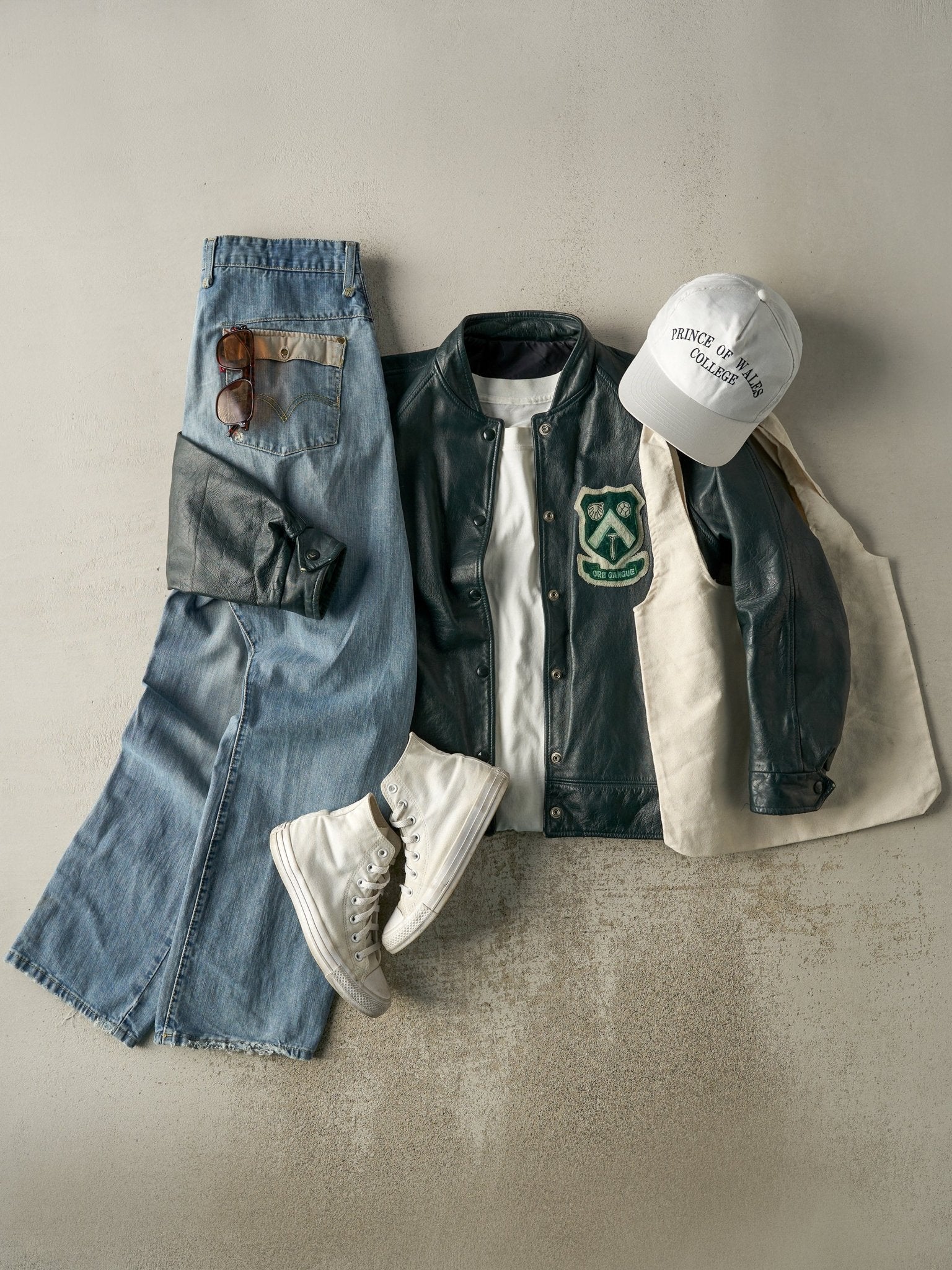 Vintage 80s Green Geology U of S Leather Jacket (S)