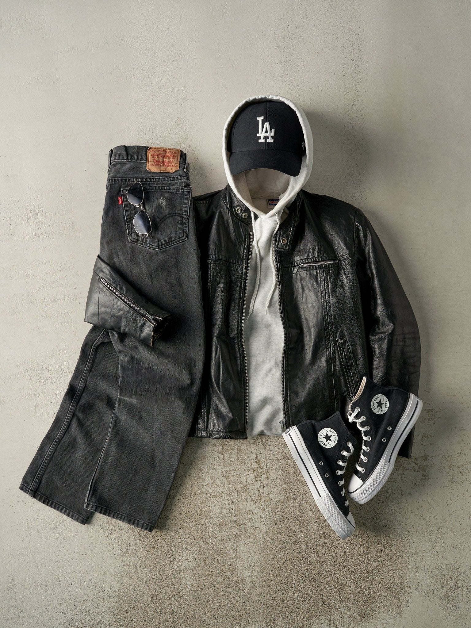 Vintage 80s Black Biker Leather Jacket (S)