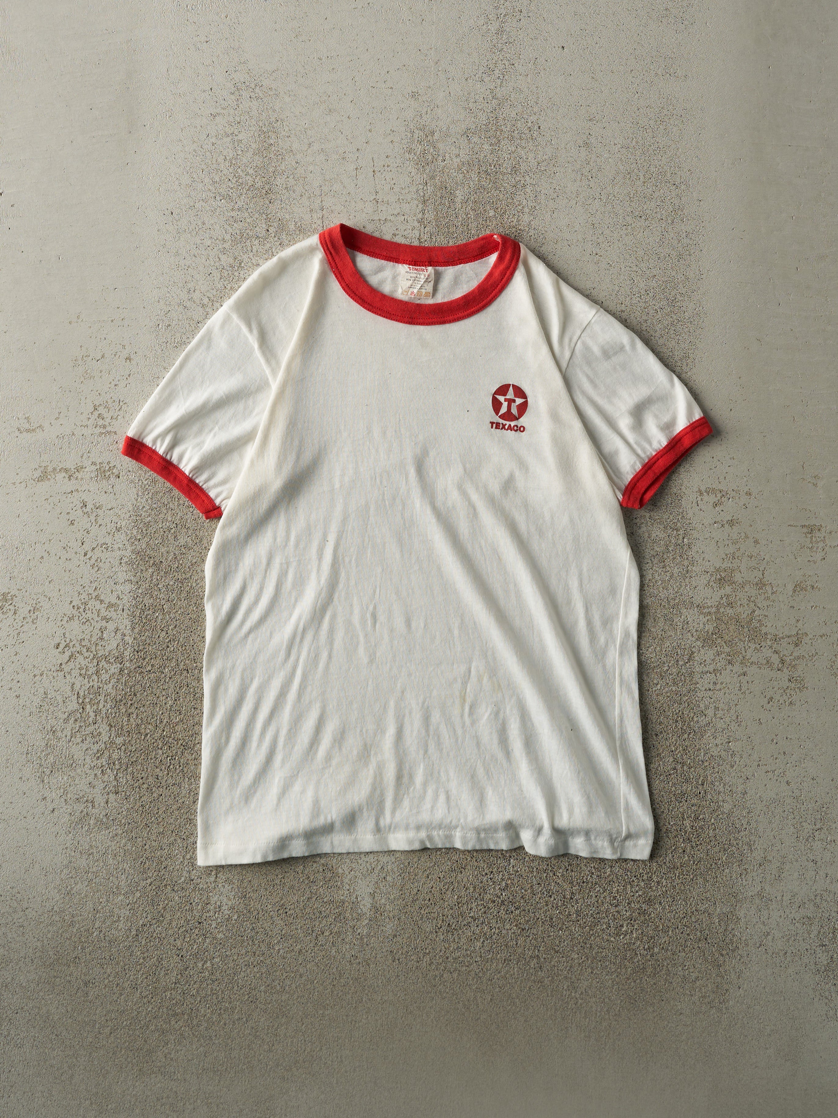 Vintage 80s White & Red Texaco Ringer Tee (S/M)